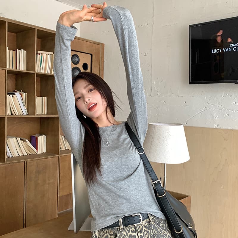 Mori Island Autumn/Winter Tencel Acetate Base Layer Top Women's Wool Solid Round Neck Warm Knit Long Sleeve Shirt