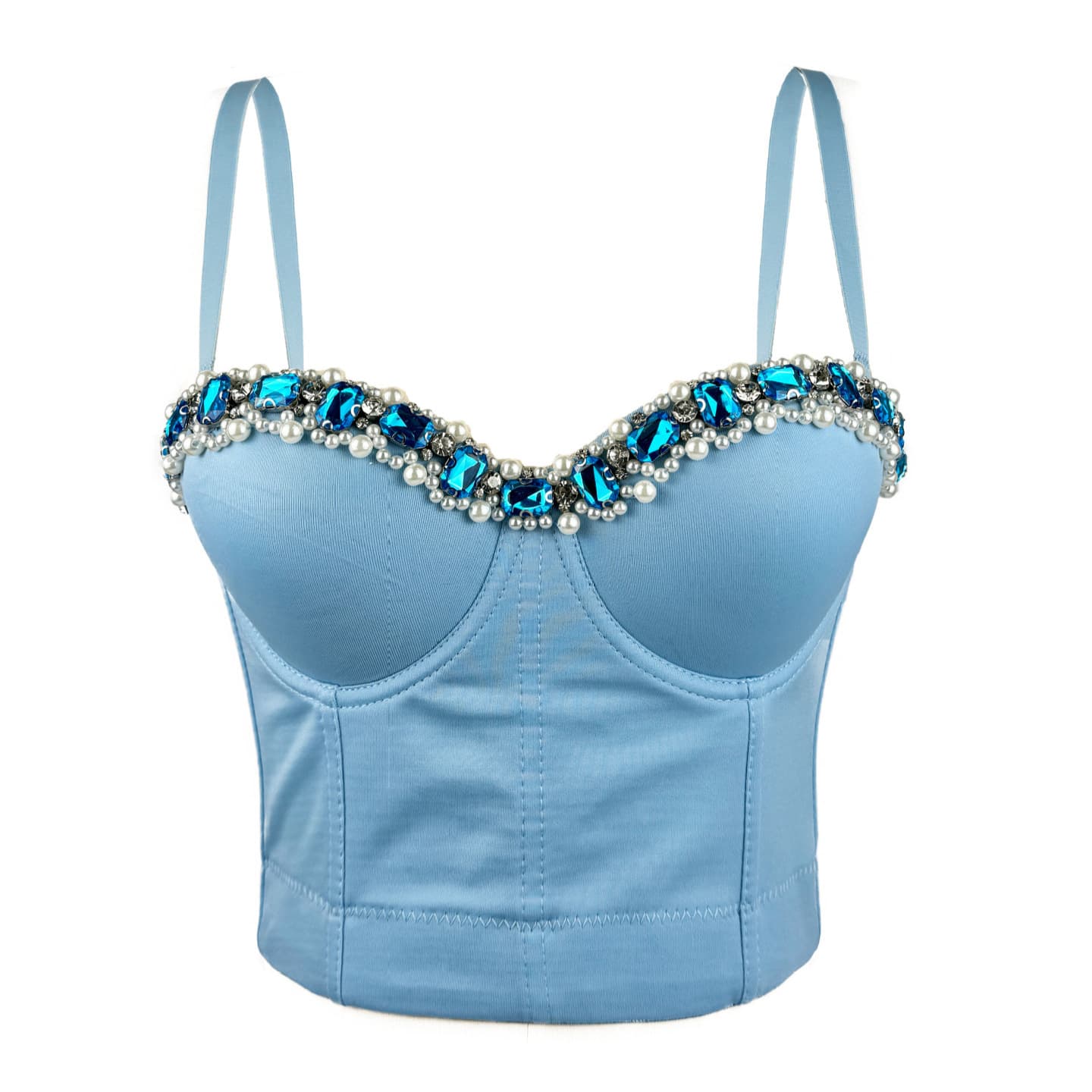 2024 cross-border Amazon independent station French fishbone bra diamond and pearl decorated tight fishbone bra