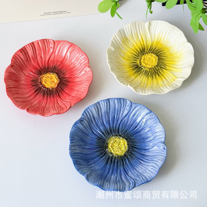 Beautiful Ceramic Plate with Under-glaze Color, Stylish Dinner Plate, 2025 New Home Tableware, Creative Dish in Trendy Style