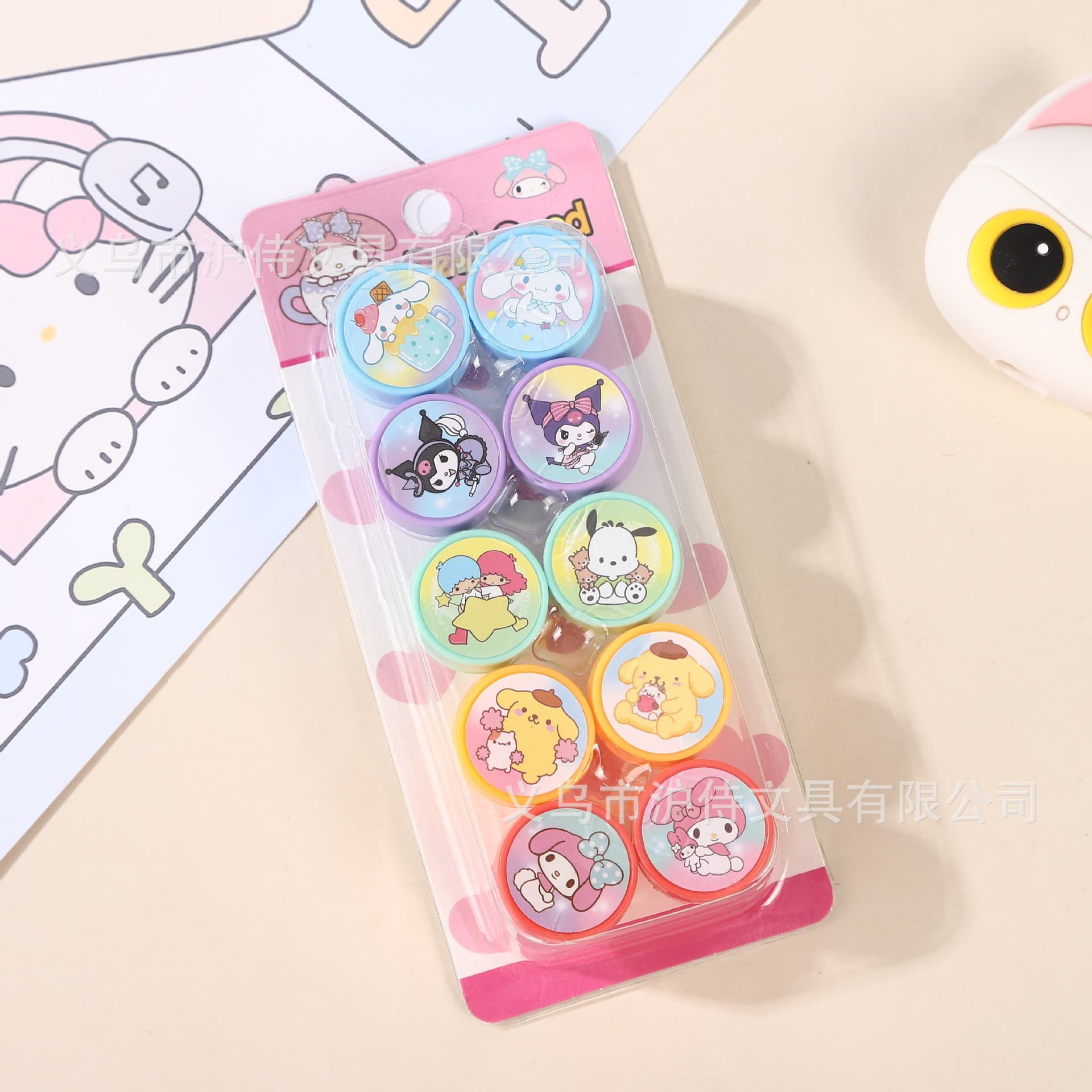New Sanrio 10-Pack Stamps Cartoon Kuromi My Melody Pattern Clear Hand Account Stamps Prize Wholesale