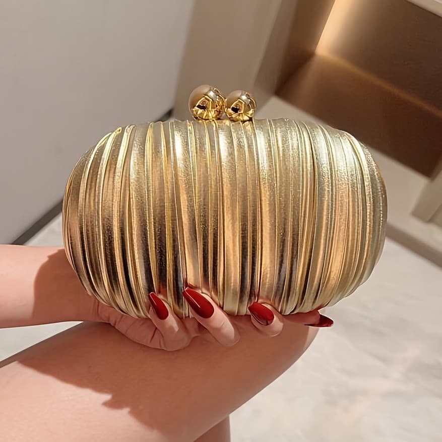 Dinner Bag, Cross-Border Popular Pleated Dinner Bag, High-End Dinner Bag, Party Banquet, Polyester Dinner Bag, Dress Bag