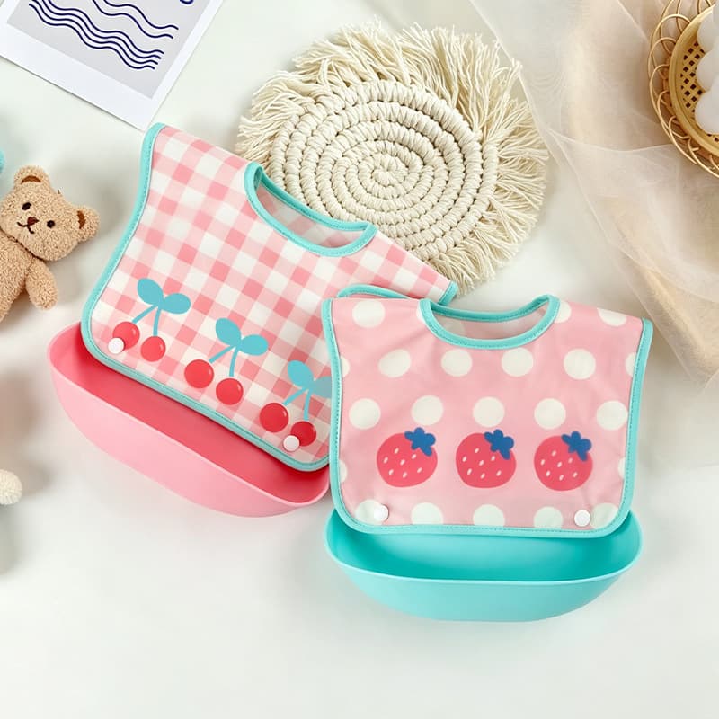 Baby Waterproof Feeding Bib, Kids Dining Bib, Infant Drool Bib, Anti-Stain Weaning Bib, Detachable