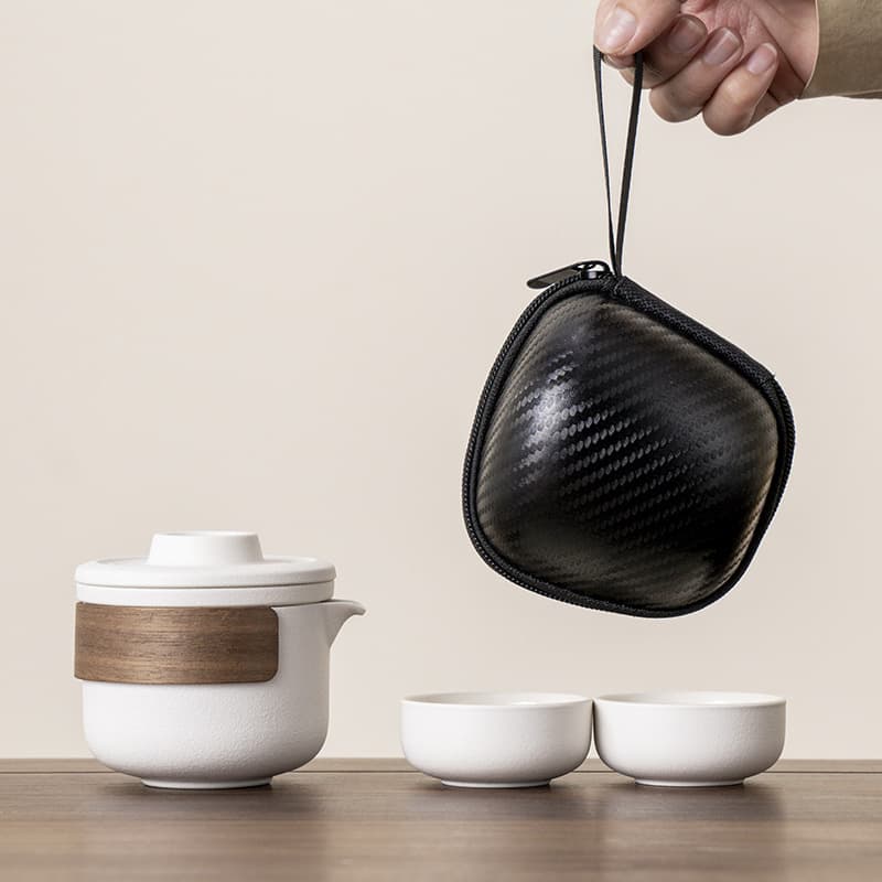 Portable Travel Tea Set Kung Fu Tea Cup Quick Cup One Pot Two Cups Outdoor Carry-on Festival Souvenir Gift