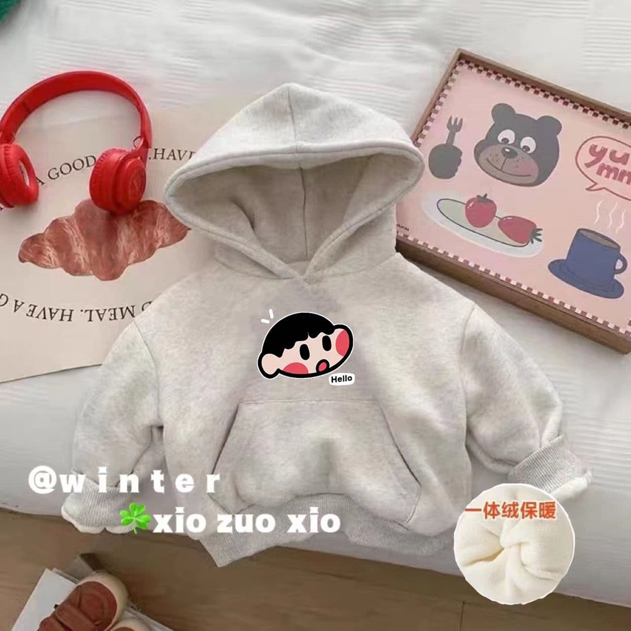 Children's clothing girls sweatshirt 2025 new autumn and winter children's velvet style thickened hooded baby top
