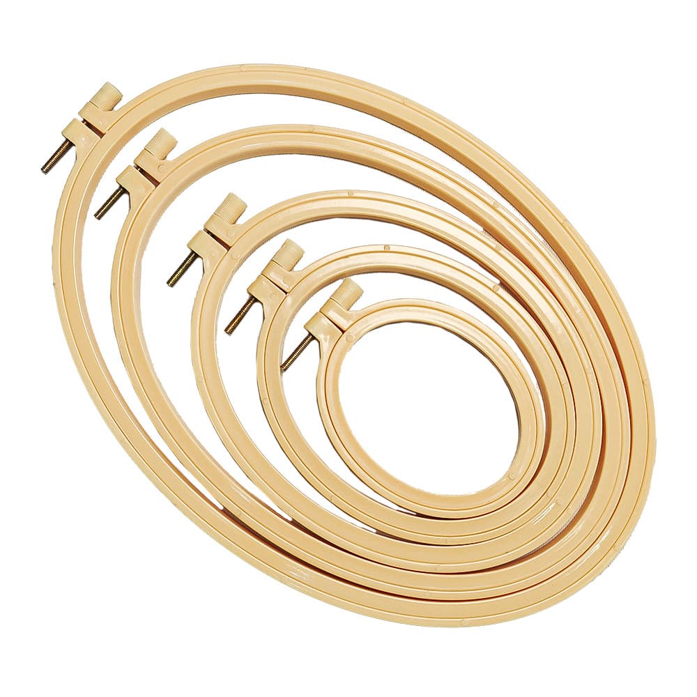 Bamboo-Look Plastic Oval Embroidery Hoop Cross Stitch Frame Embroidery Hoop DIY Stitching Ring