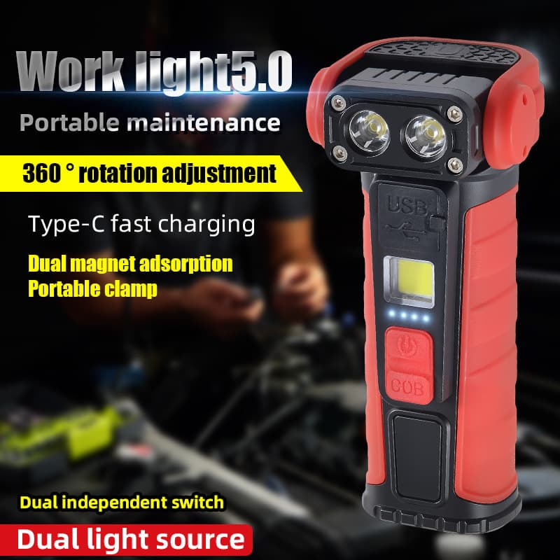 Cross-border outdoor new mini convenient rotating work light USB rechargeable COB floodlight with magnetic handheld work light