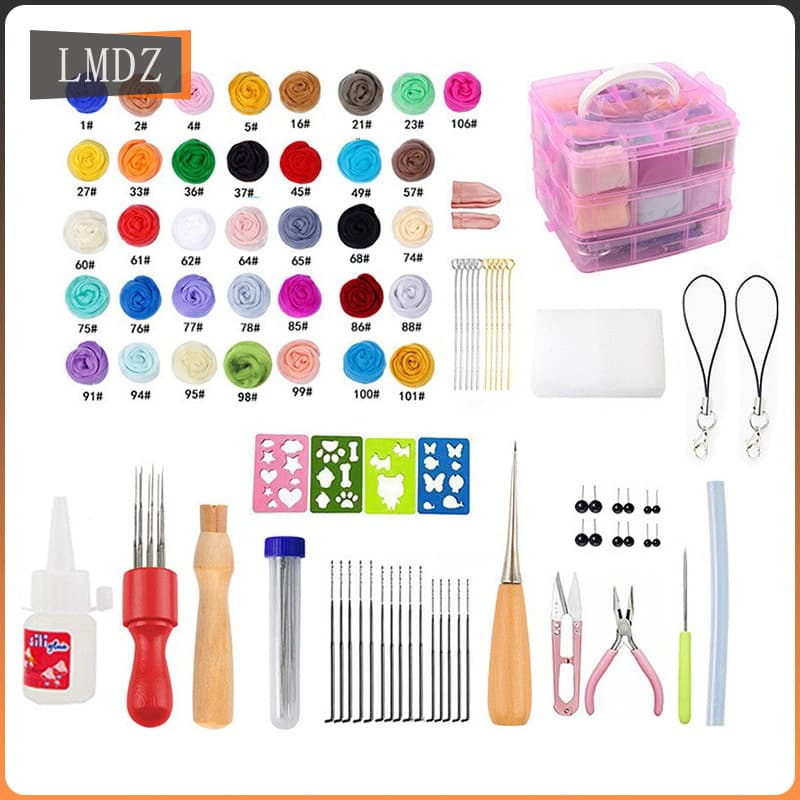 Amazon hot-selling beginner wool felting punch needle material kit, 66S 36 colors 3g wool felting punch needle set