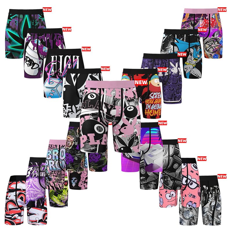 PSD Style Men's Ice Silk Boxer Briefs American Trendy Print PSD Underwear