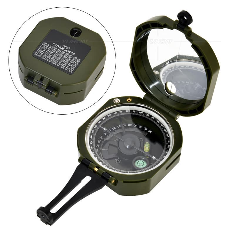 American military green M2 compass, geological compass, waterproof and shockproof, suitable for outdoor camping, exploration, surveying, and off-roading.