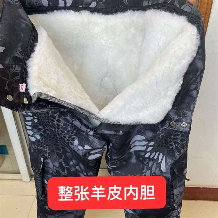 Wholesale Inner Lining Sheep Fur and Leather Integrated Detachable Lining and Outer Layer Winter Thermal Leather Pants