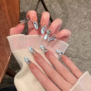 Xiaohongshu Hot Style Press-On Nails High-End Cat Eye Rhinestone French Handmade Wearable Nails Hot Girl Pure Desire Fake Nails