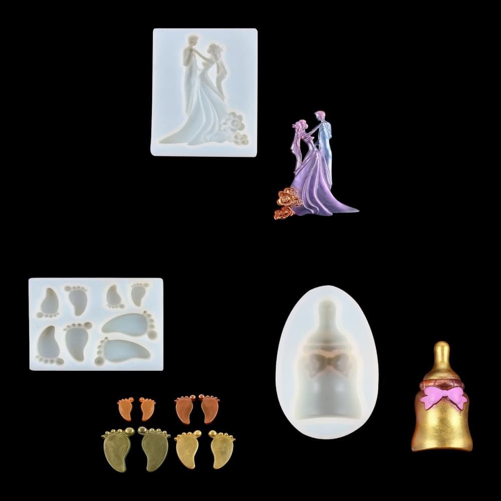 diy fondant cake baking mold bride groom chocolate bottle small feet glue aromatherapy plaster TPE mold