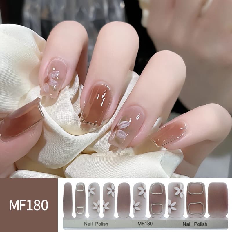 Cross-border 20 Nail Polish Stickers Full Nail Wraps Luxury Style Nail Art Stickers European and American Full Nail Wraps Wholesale Stock Hot Stamping