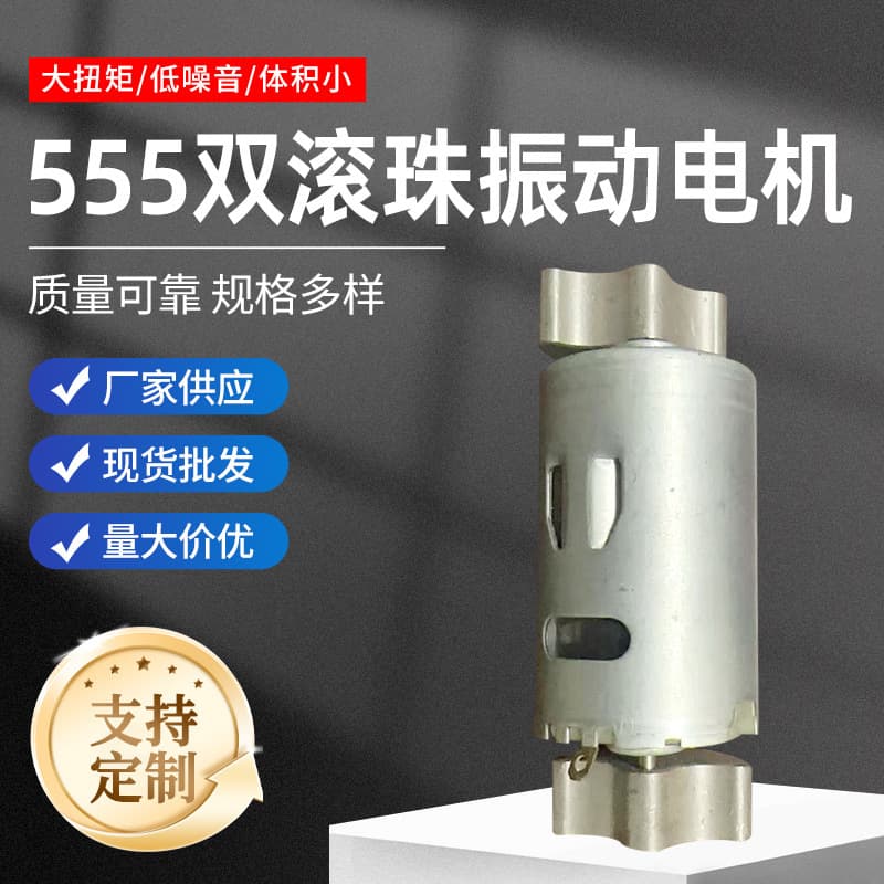 555 Dual Ball Bearing Vibration Motor High Torque Low Noise Speed Adjustable Constant Speed Motor High Power Brushed Motor