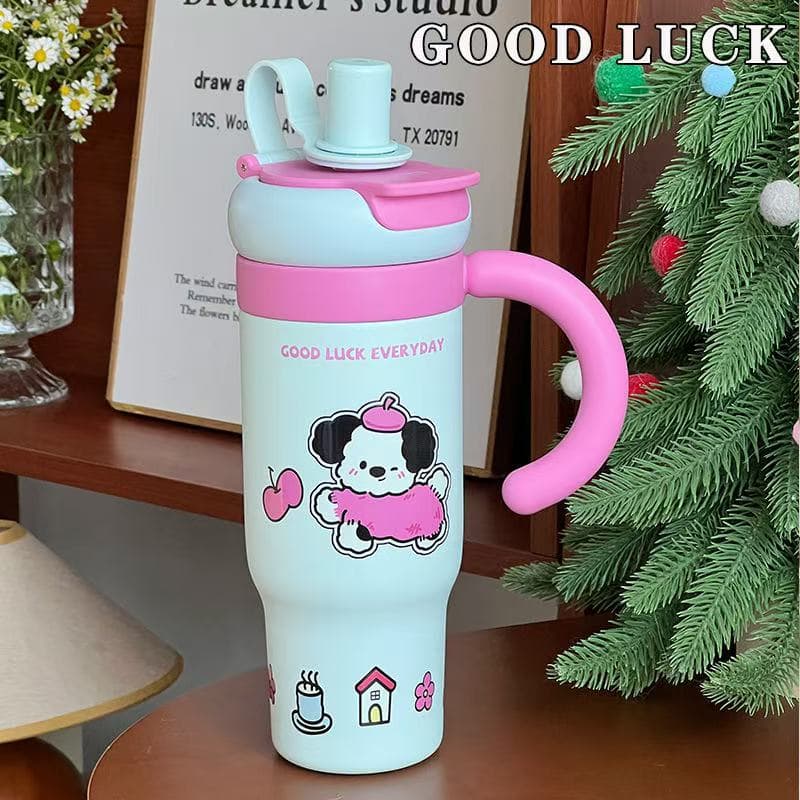 Adorable Pet Giant Insulated Cup 2026 New Straw Water Bottle for Women High-Capacity Ice Tumbler