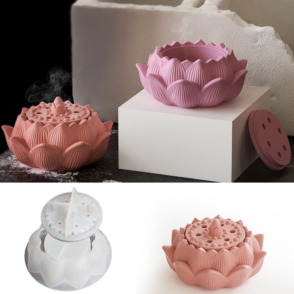 Poppy diy glue resin lotus storage box gypsum aromatherapy jar candle cup aromatherapy furnace silicone mold