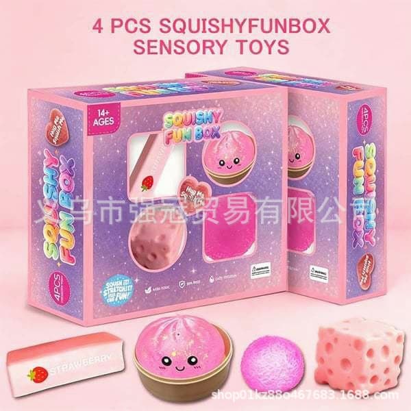 Cross-border New 4-Pack Soft Squishy Toys Silicone Stress Relief Toys