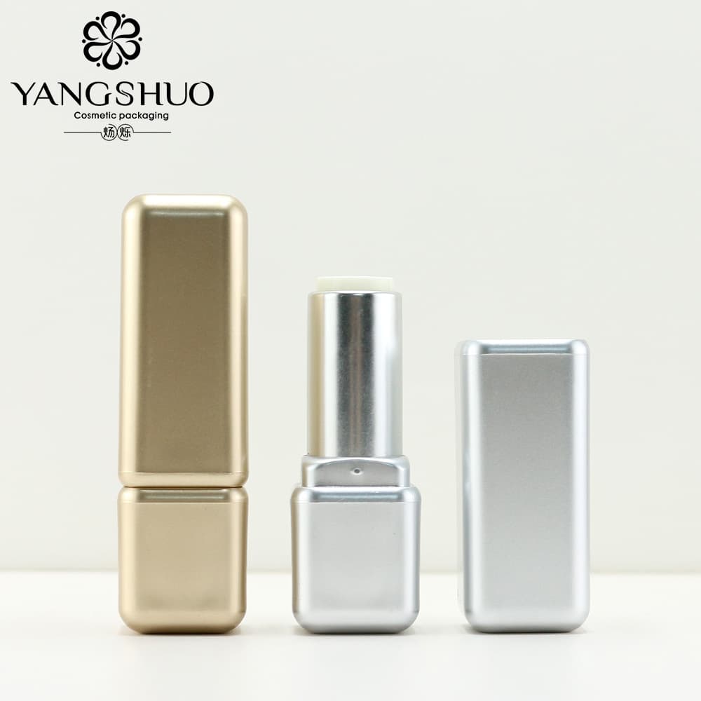 In Stock Champagne Gold Lipstick Tube Empty Square Lip Balm Tube Wholesale 3.5g Cosmetic Packaging Wholesale Factory
