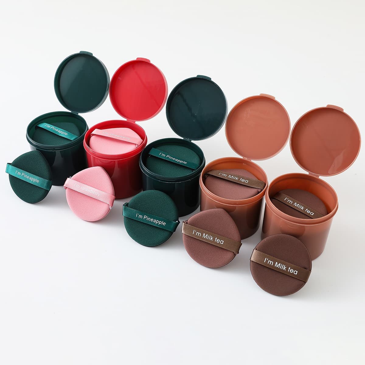 7-Piece Small Round Canister Cushion Puff, Fruit Pie Puff, Double-Sided Cushion Puff Pineapple Pie Egg Yolk Pie Puff