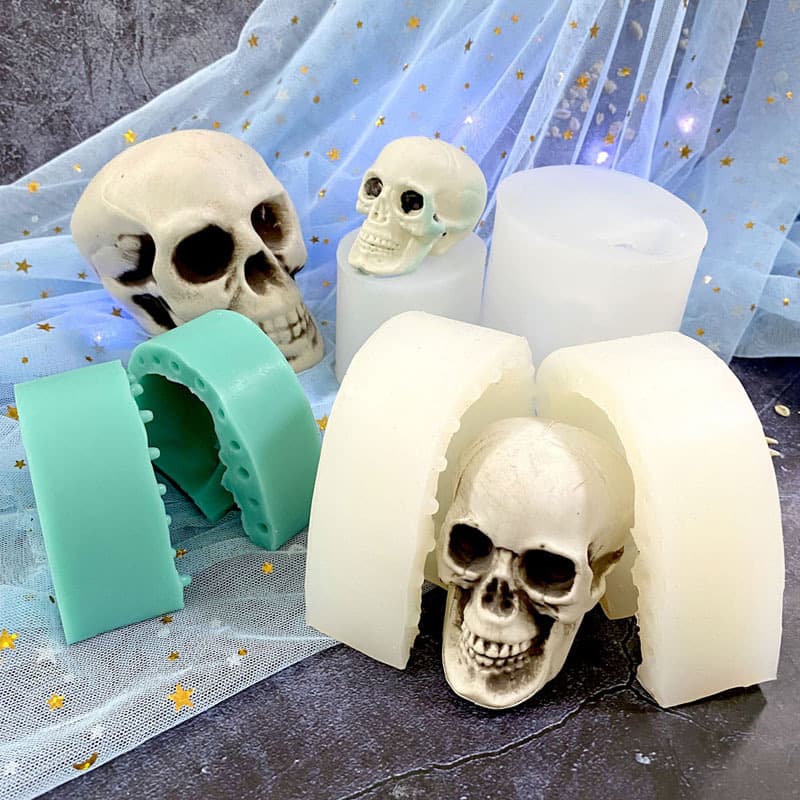 Halloween Skull Head Mold Silicone Creative Chocolate Cake Decoration Candle Handmade Soap Stone Gel Mold Cake Tools