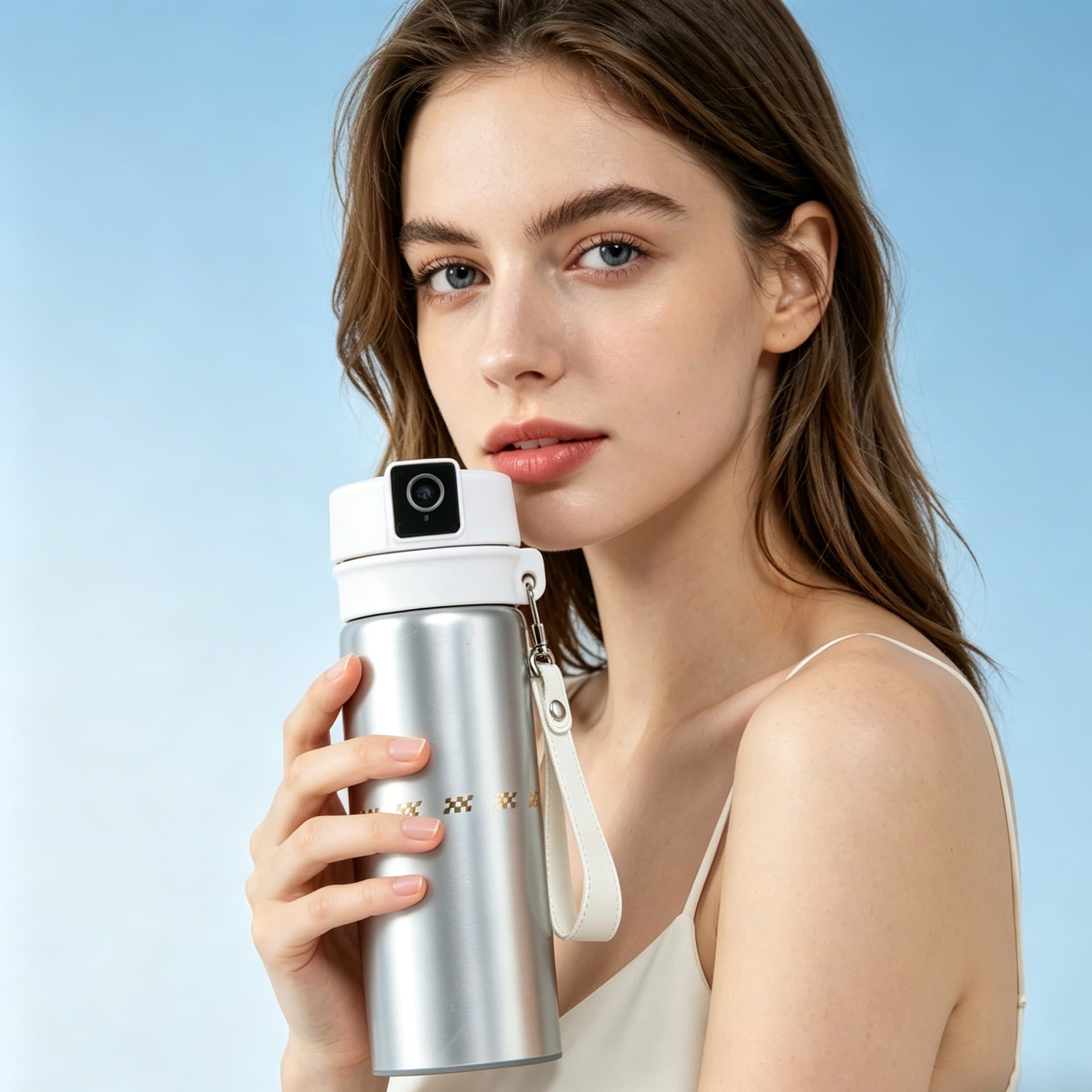 New face unlocking face recognition smart thermos cup 304 stainless steel children's face unlocking water cup