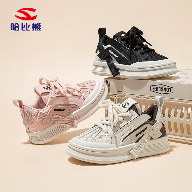 Hobibear Boys' And Girls' Shell Toe Board Shoes Synthetic Leather Sport Shoes Lightweight Warm Spring Autumn Casual Shoes