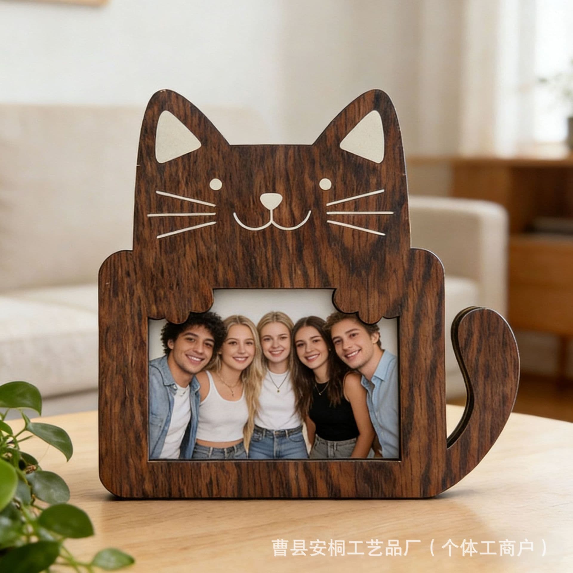 Cross-border Cute Solid Wood Animal Photo Frame Wooden Cartoon Cat Picture Frame Memorial Frame Living Room Decorative Display Frame