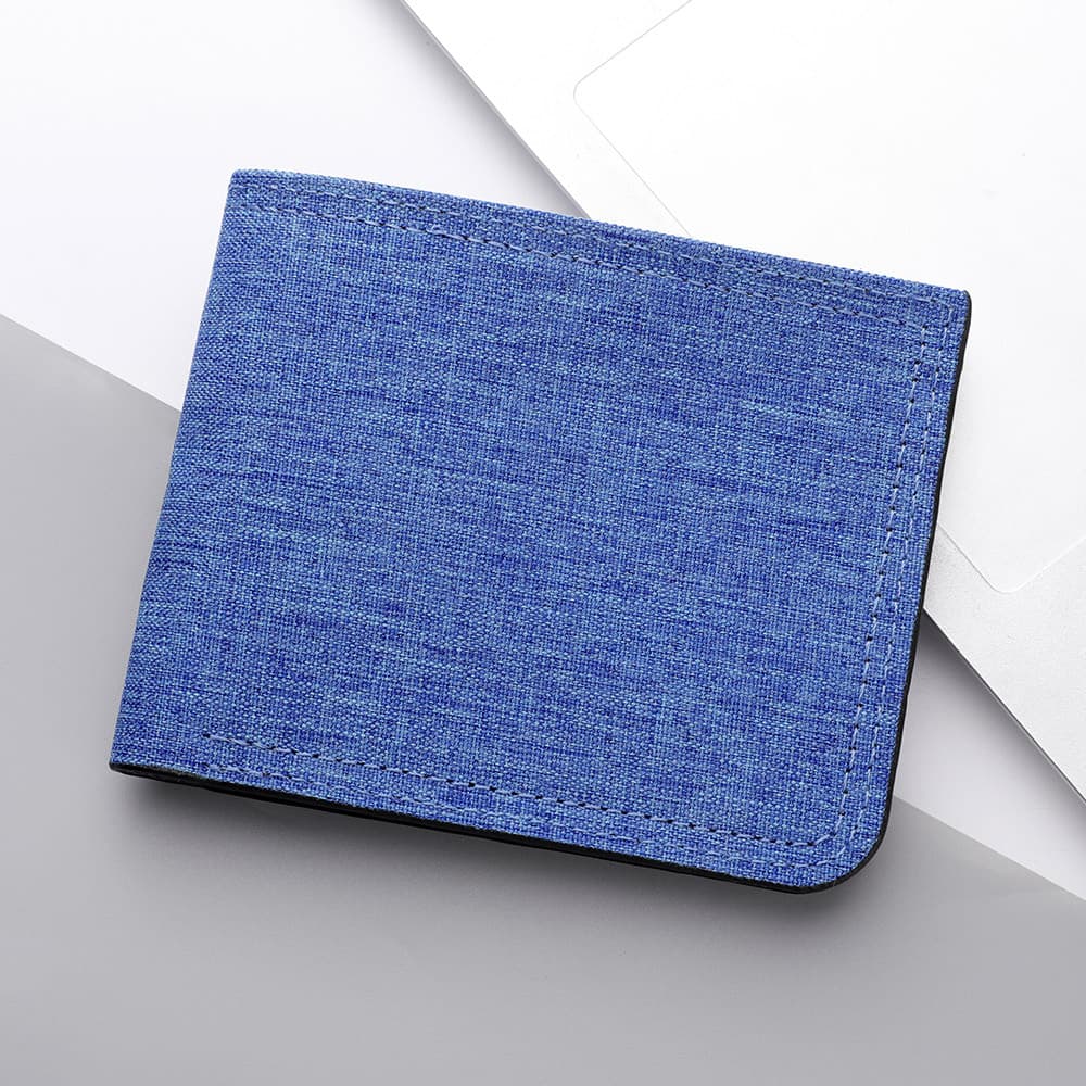 Men's Ultra-Thin Short Zip Around Wallet Card Holder & Wallet Combo, Canvas Wallet Men