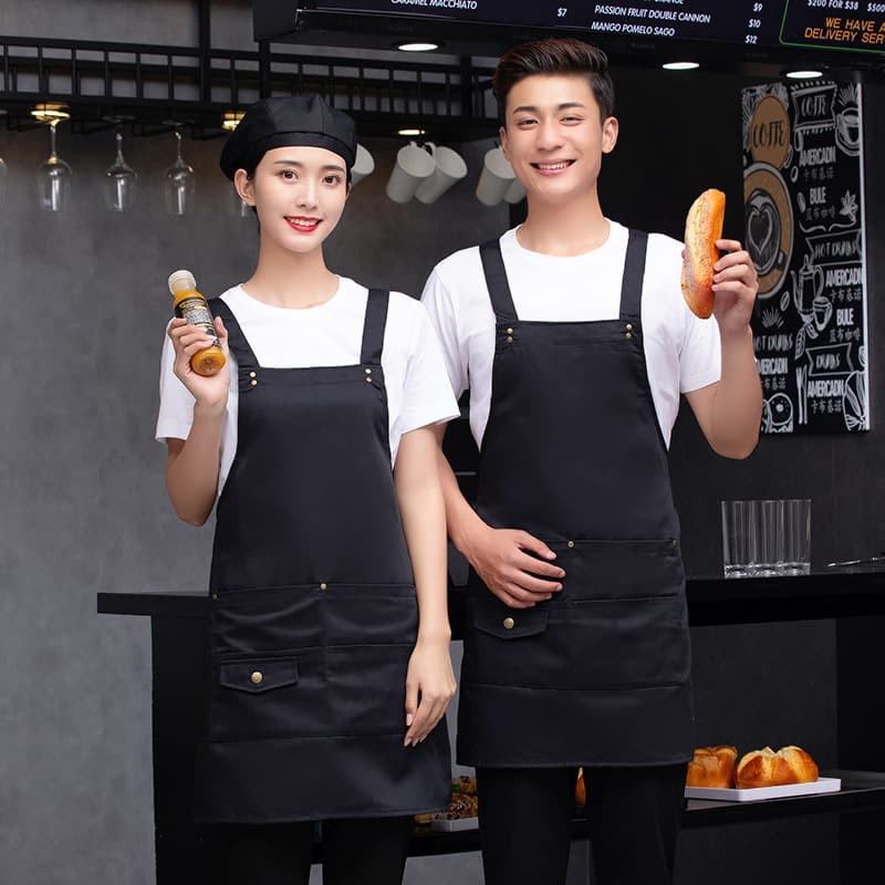 Chef White Apron Full Body Cross-Back Apron for Restaurant Kitchen Coffee Shop Hotel Men and Women Chef Apron