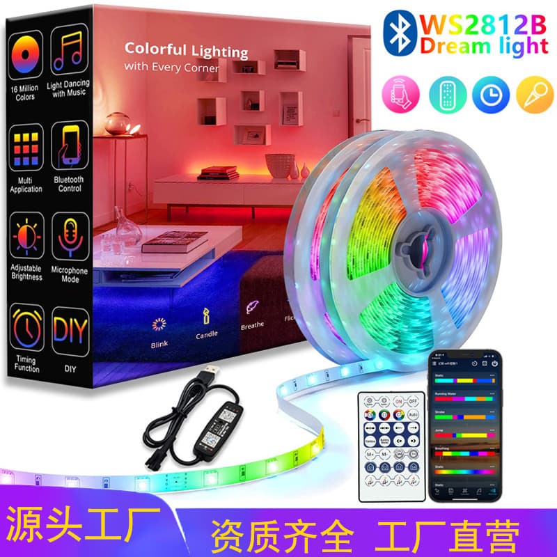 5V Symphony USB Lamp Strip RGB Color Changing ws2812b Lamp Strip Breathing Water Desktop Atmosphere LED Bluetooth APP Control
