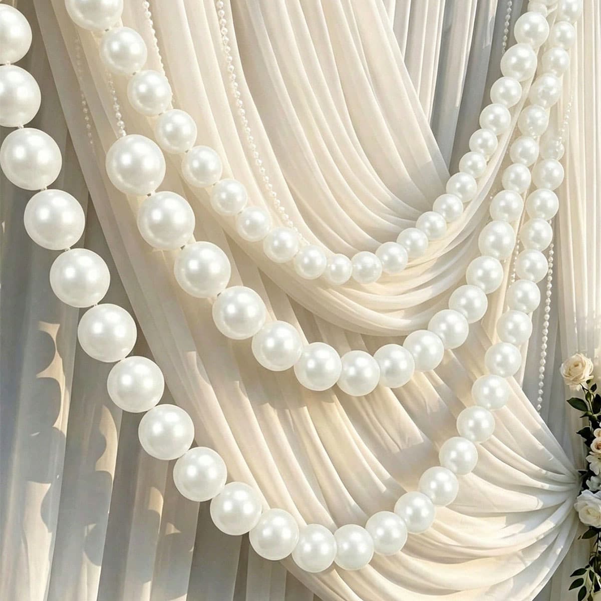 Simulated plastic large white pearl ball wedding birthday party background decoration DIY pearl string pendant