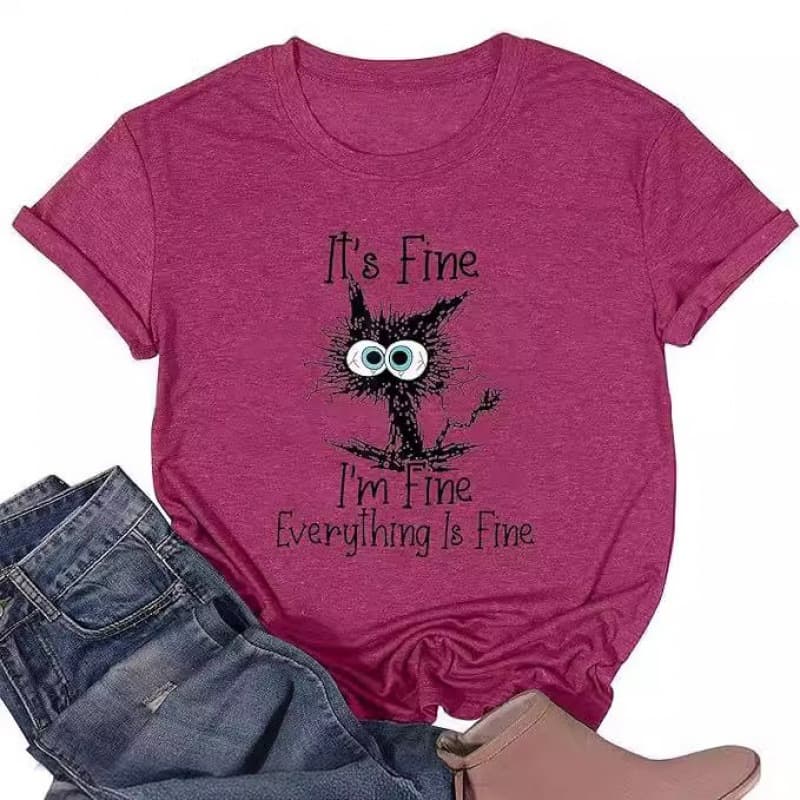 Cross-border European and American Trendy T-shirt for Women, Amazon Cat Print Women's Top, Short Sleeve T-shirt for Women