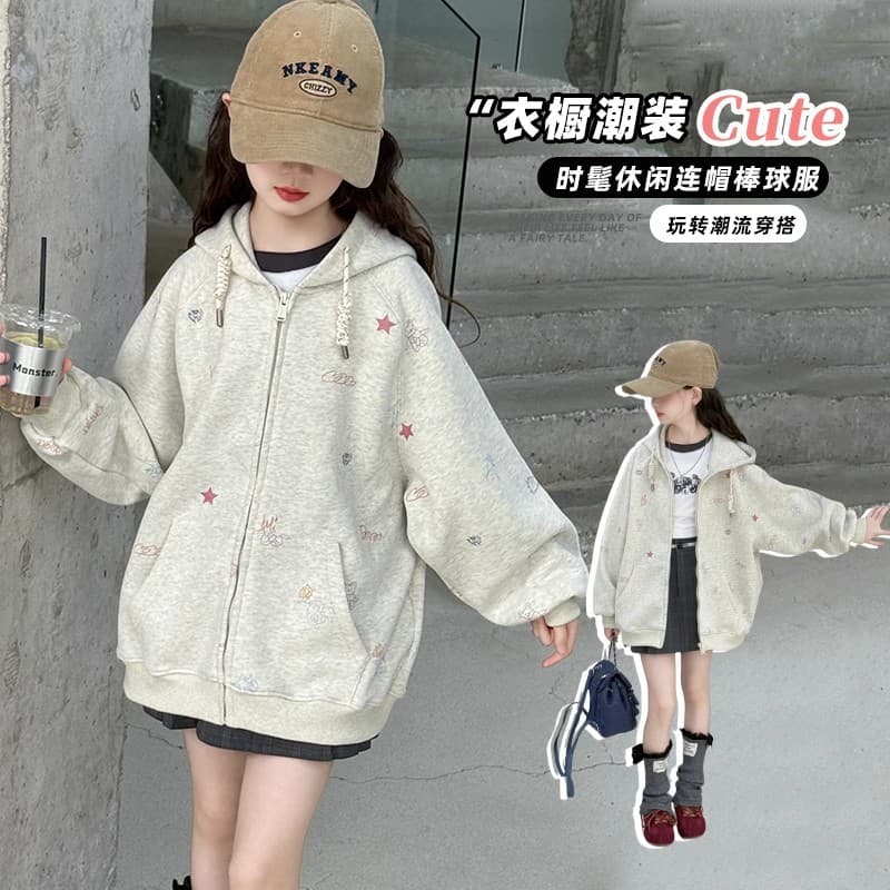 Girls' Autumn Jackets 2025 New Girls' Autumn and Winter Casual Hooded Tops Children's Style Cardigans Children's Clothing