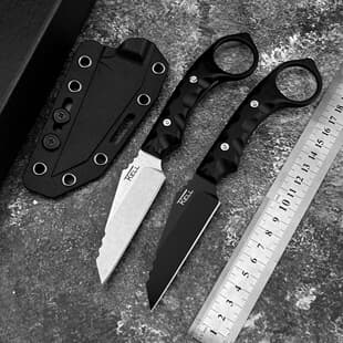 T.Kell Dragon's Tail Ring Knife High Quality Tactical Fixed Blade Knife Portable Survival Knife High Hardness Multi-Function Outdoor Knife