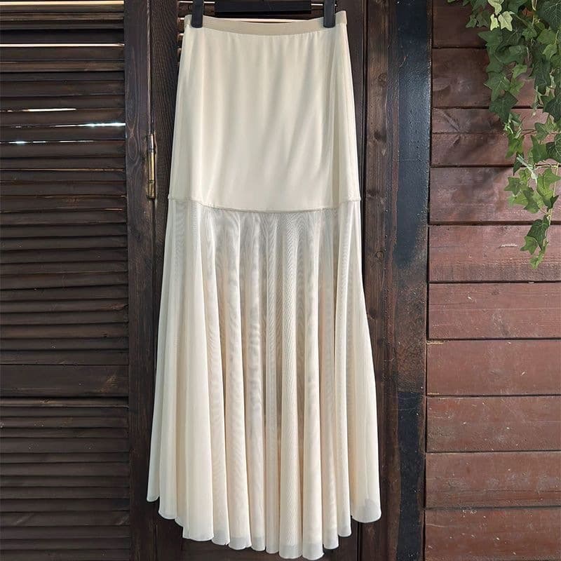 Skin-Friendly Draping Anti-Flash Lining Cheongsam Inner Slip Dress Flowing Layered Mesh Fishtail Underskirt Long Skirt