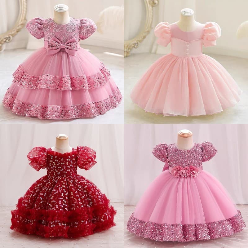 2026 foreign trade new baby one-year-old dress girls summer children's princess dress mesh puffy performance dress