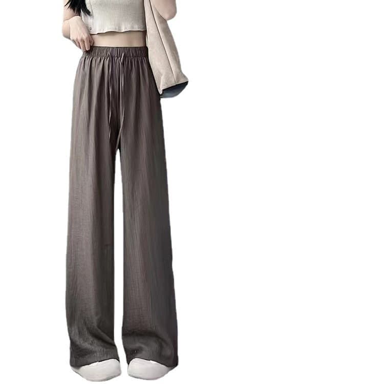 Ice Silk Wide Leg Pants for Women Summer Loose Style Pleated Zen Pants High Waist Draping Yamamoto Pants Thin Casual Straight Leg Pants