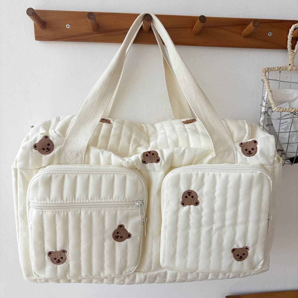 Korean version ins new large-capacity portable travel bag embroidered mommy bag lightweight mother and baby bag crossbody bag maternity bag