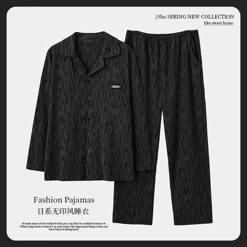 Men's Spring/Autumn Cotton Long-Sleeve 2026 New Japanese-Style Homewear Set, Wearable Outdoors