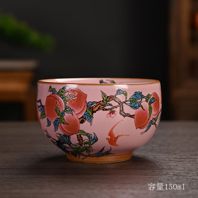 Ru Kiln Tea Cup Enamel Color Tea Tasting Cup Brewing Cup Crackle Glaze Host Cup Guest Cup Personal Cup Ceramic Souvenir Gift