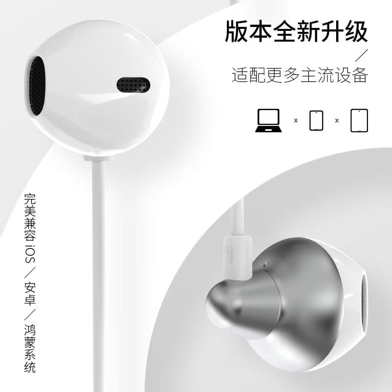 Wired Earphone Type-C Interface Digital Decoding Semi-In-Ear Long Cable for Computer Gaming with Microphone In-Ear