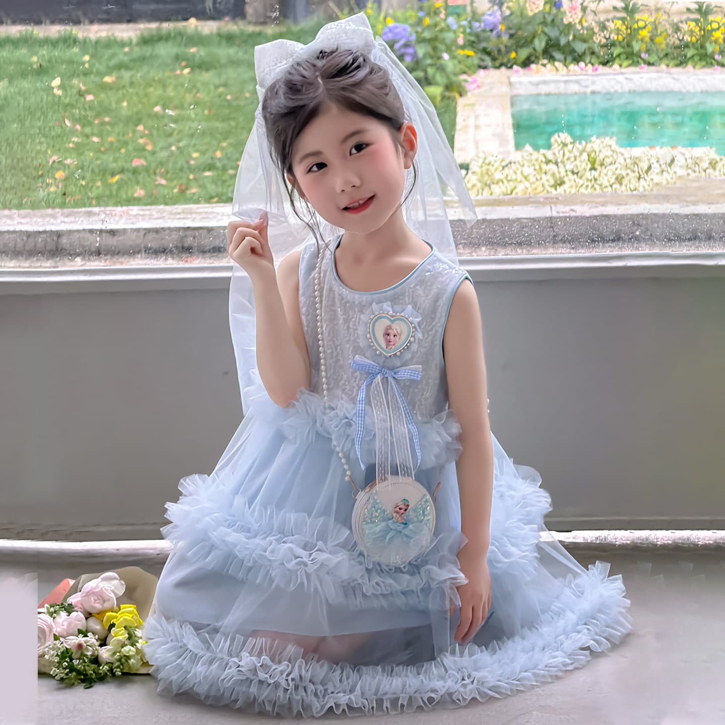 Girls Elsa Princess Dress Summer 2026 New Baby Skirt Summer Dress Little Girl Beautiful Lolita Dress