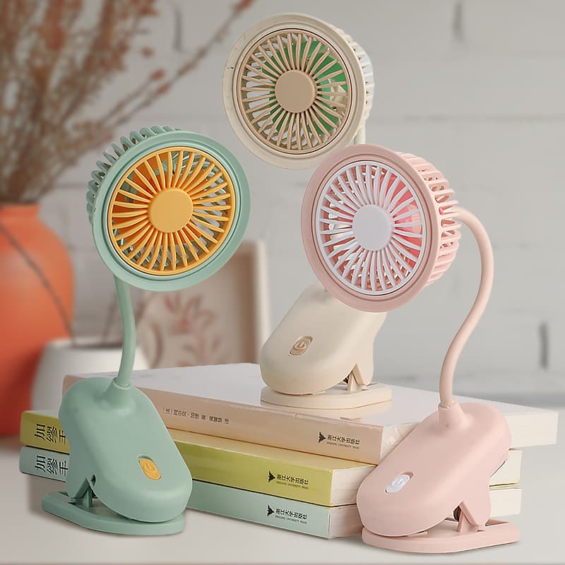 Creative USB rechargeable stroller clip fan, small desktop mini electric fan for office summer.