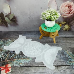X1528 Tree of Life Flower Pot Stand Decorative Cement Plaster Mold DIY Silicone Mold