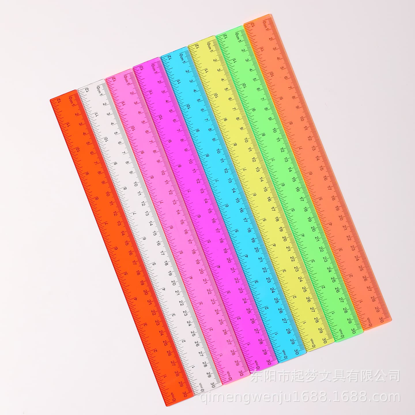 30cm Colorful Transparent Ruler, Multi-Color Plastic Ruler for School Stationery, Cross-Border Supply
