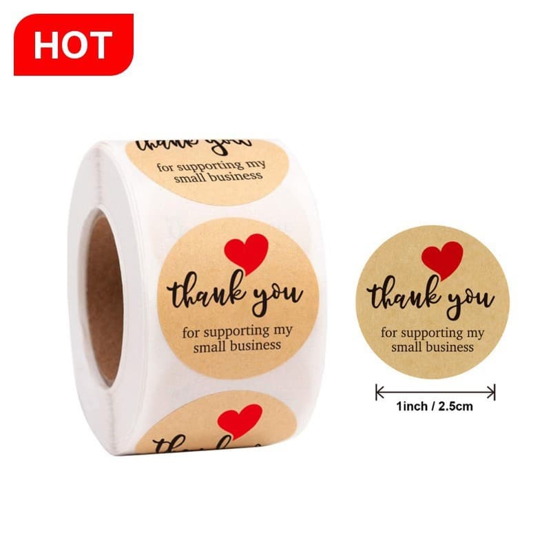Spot wholesale 1 inch sticker thank you for supporting my small business natural Kraft paper sticker label