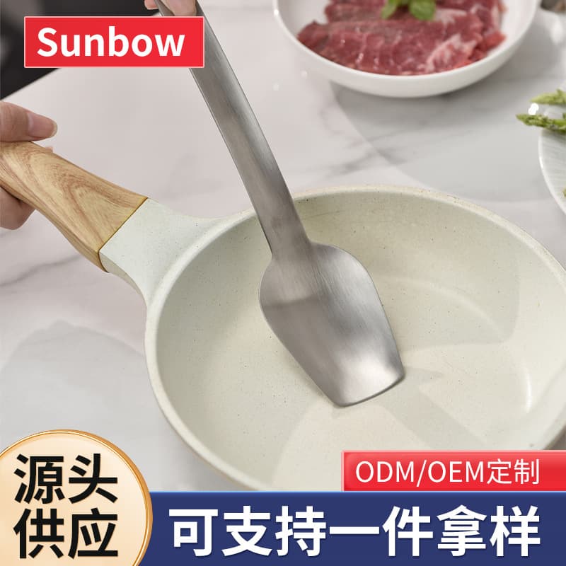 Large Size Sandblasted Bright Finish Flat Spoon Stainless Steel Home Hotel Thickened Large Cooking Spoon Kitchen Stir-fry Serving Tool