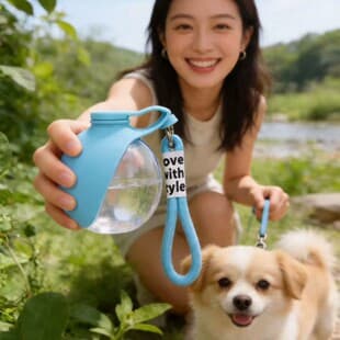 New Cross-Border Pet Supplies Cat Dog Stainless Steel Water Bottle Outdoor Reusable Foldable Large Capacity Portable Water Dispenser