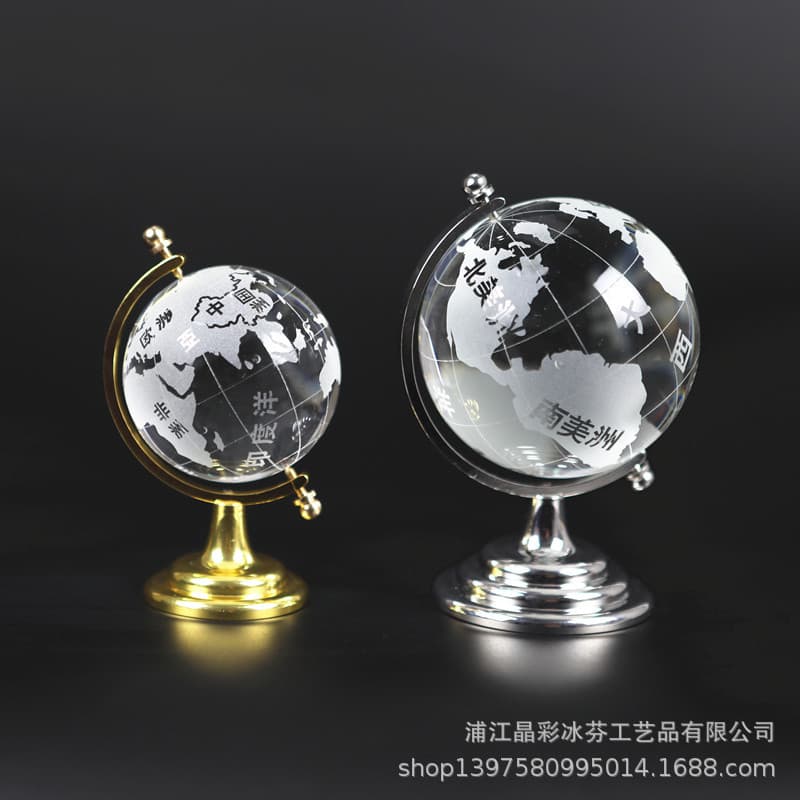 Factory direct sales Chinese crystal ball metal bracket simple ins style mini globe creative desktop decoration
