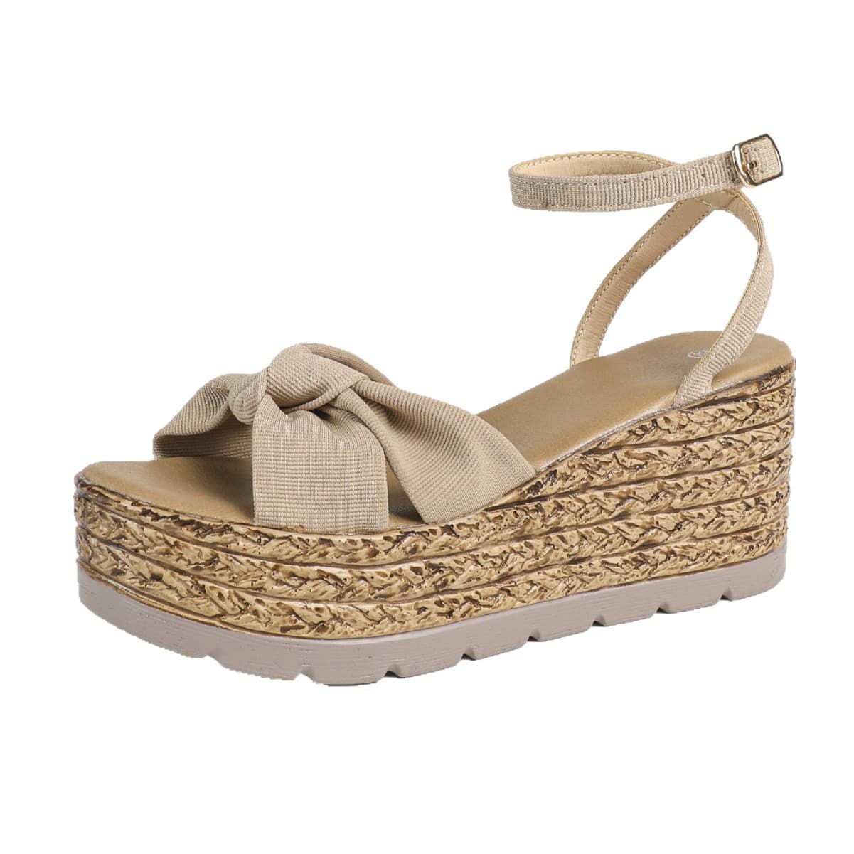 Fashion Knot Bare Strap Wedge Heel Sandals for Wholesale Summer Thick Sole Sandals